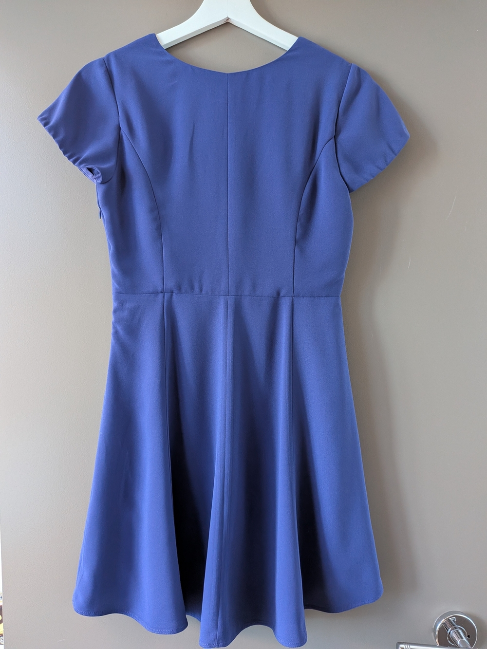 Aritzia Wilfred Foucault Japanese Crepe Fit Flare Skater Dress Cobalt Blue 2 - Picture 2 of 6